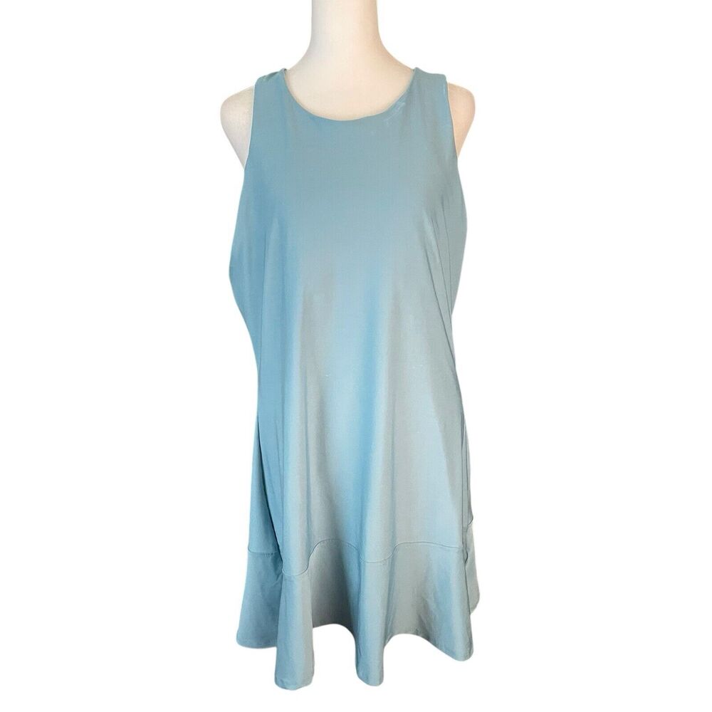 Etonic XL Activewear Tank Dress Racerback Shelf Bra Blue Solid Casual